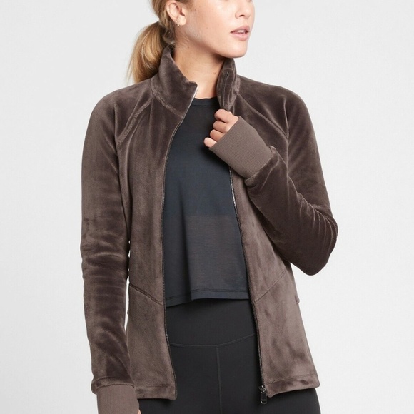 Athleta Shale Cloud Velour Fleece Jacket - Picture 1 of 15